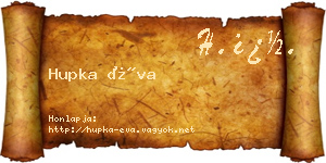 Hupka Éva névjegykártya