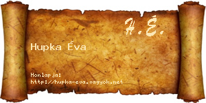 Hupka Éva névjegykártya